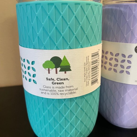 Ello 18 oz Glass Tumbler With Lid and Straw 2-Pc Set.  Silicone Sleeve. New - Picture 4 of 6